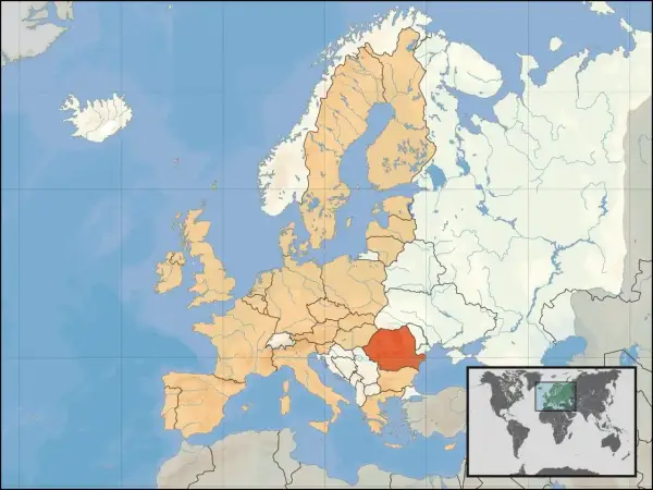 Mapa Europy z zaznaczoną Rumunią. Gdzie jest bukareszt? Właśnie tam, w tym wyróżnionym kraju.