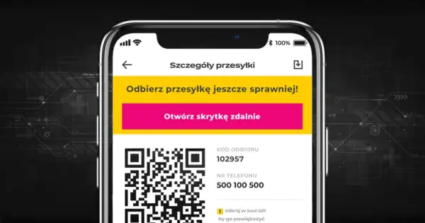 Aplikacja InPost pokazuje kod odbioru 102957 i numer telefonu 500 100 500. Możesz kliknąć w kod QR, by go powiększyć i dowiedzieć się, jak przedłużyć odbiór paczki InPost.