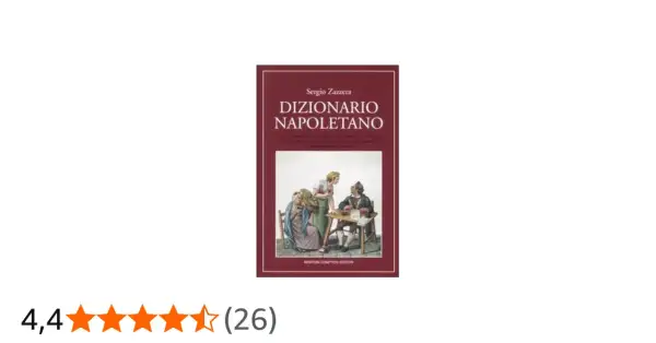 Copertina del "Dizionario Napoletano" di Sergio Zazzera. Un invito a "andiamocene in napoletano" per scoprire la lingua.
