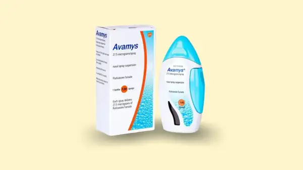Avamys - opakowanie i atomizer z aerozolem do nosa, zawierające flutikazon furoinian. Pomoc w walce z alergią.