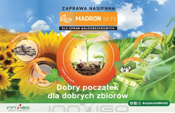 Jaka zaprawa do zboża najlepsza? MADRON 50 FS to dobry początek dla dobrych zbiorów słonecznika, soi, bobiku, grochu i wielu innych upraw.