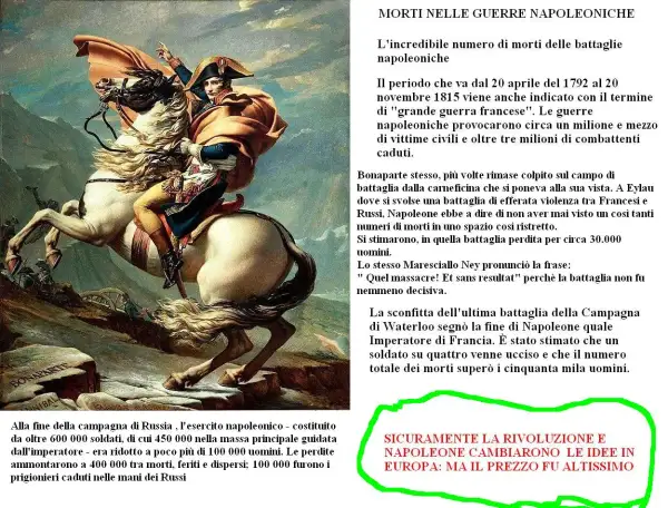 Napoleone a cavallo, fiero e determinato. Le guerre napoleoniche costarono milioni di vite, ma chi si mette paura nun se cocca, la storia cambia.