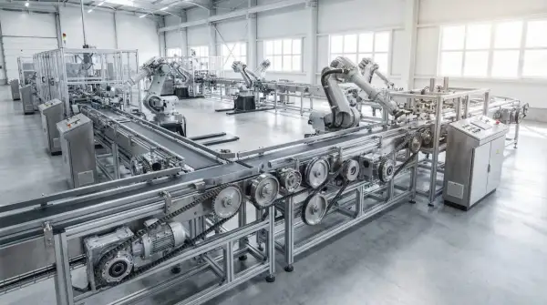 Roboty przemysłowe i linie produkcyjne zapewniają płynne utrzymanie ruchu w zakładzie produkcyjnym.