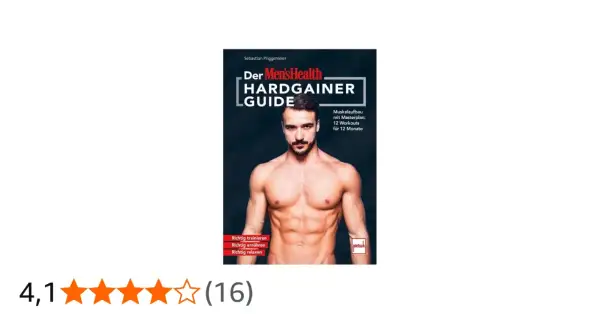 Der "Men's Health Hardgainer Guide" mit einem Mann mit Sixpack. Enthält einen Trainingsplan für Muskelaufbau.
