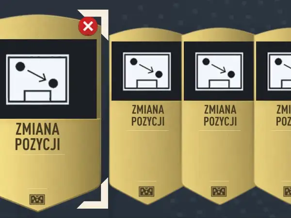 Ikony zmiany pozycji w grze FIFA 23, jedna z czerwonym krzyżykiem.