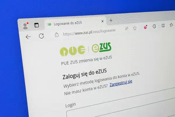 Ekran logowania do eZUS. PUE ZUS zmienia się w eZUS. Wybierz metodę logowania do konta w eZUS. Zarejestruj się.