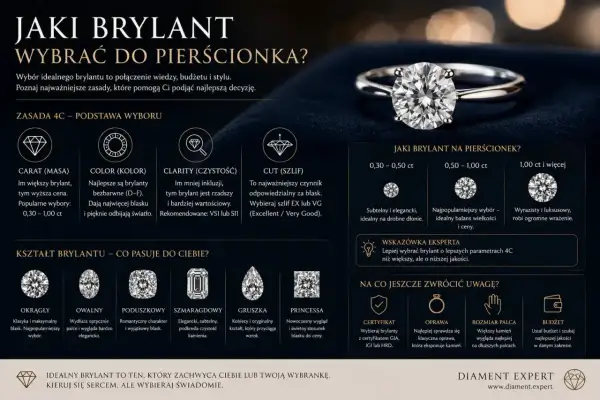 Wybór idealnego brylantu do pierścionka: zasady 4C, kształty i wskazówki. Ten piękny diament kamień zachwyca blaskiem.