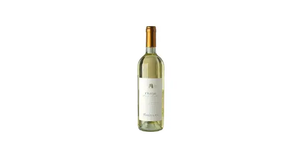 Bottiglia di vino bianco S'Elegas Argiolas, un nasco di Cagliari che evoca profumi mediterranei.