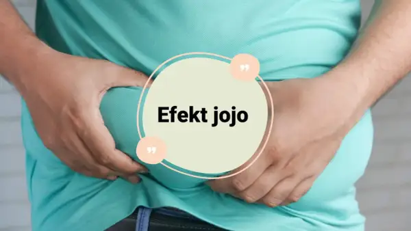 Dłonie zaciskają się na brzuchu, symbolizując frustrację związaną z efektem jojo i wahaniami wagi.
