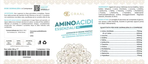 Integratori di aminoacidi essenziali quali sono: L-Lisina, L-Leucina, L-Istidina, L-Isoleucina, L-Valina, L-Treonina, L-Cistina, L-Fenilalanina, L-Tirosina, L-Metionina, L-Triptofano.