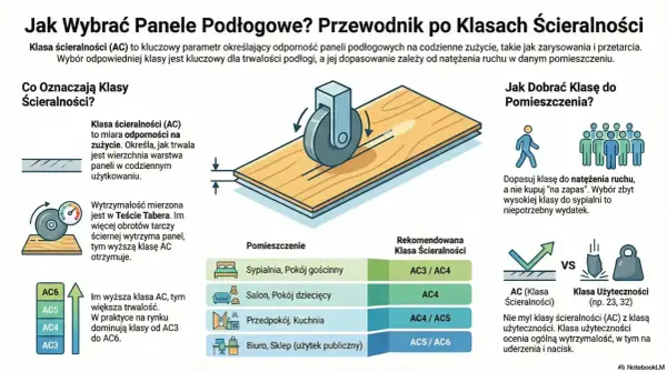 Przewodnik po klasach ścieralności paneli podłogowych. Wybierz odpowiednią klasę AC do pomieszczenia, by zapewnić trwałość podłogi.