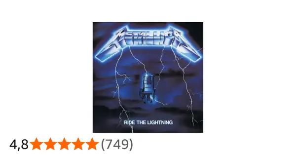 Okładka albumu Metallica "Ride the Lightning" z krzesłem elektrycznym i piorunami. Utwory z tej płyty to klasyka.