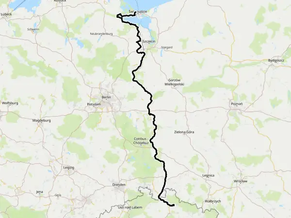 Trasa rowerowa Odra-Nysa biegnie od Świnoujścia przez Szczecin, Gorzów Wlkp., Zieloną Górę, aż po Kotlinę Kłodzką.