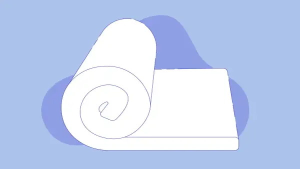 Illustration showing a rolled-up memory foam mattress, hinting at how to deflate memory foam mattress for storage or transport.
