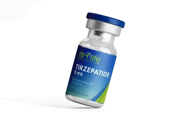 Fiolka z lekiem Tirzepatyd, potencjalnie wspierającym odchudzanie, podobnym do Zepbound.