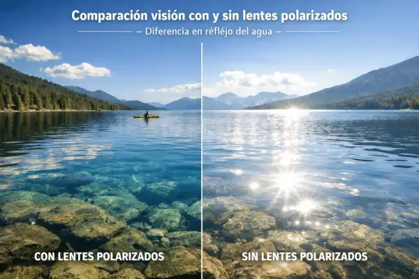 Vergleich: Mit polarisierten Sonnenbrillen ist das Wasser klar, ohne sind die Reflexionen blendend.