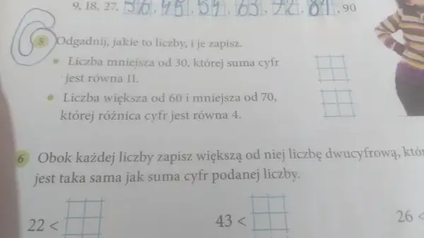 Fragment zeszytu z zadaniami matematycznymi, widoczne liczby i tekst.