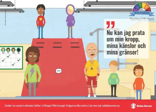 Barn pratar om sin kropp, känslor och gränser. En del av kampanjen "Stopp! Min kropp!".