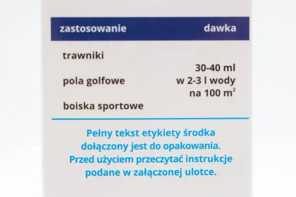 Starane 333 EC dawkowanie na trawnik: 30-40 ml na 100 m². Instrukcja stosowania na pola golfowe i boiska sportowe.