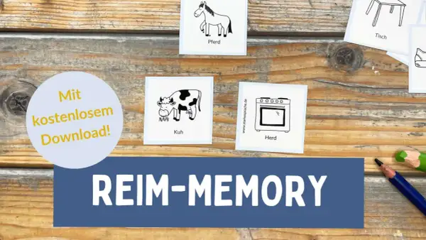 Reim-Memory-Karten für die Grundschule mit Pferd, Kuh und Herd. Kostenloser Download!