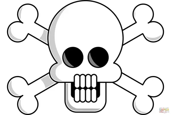 Teschio da colorare e stampare, pronto per avventure piratesche.
