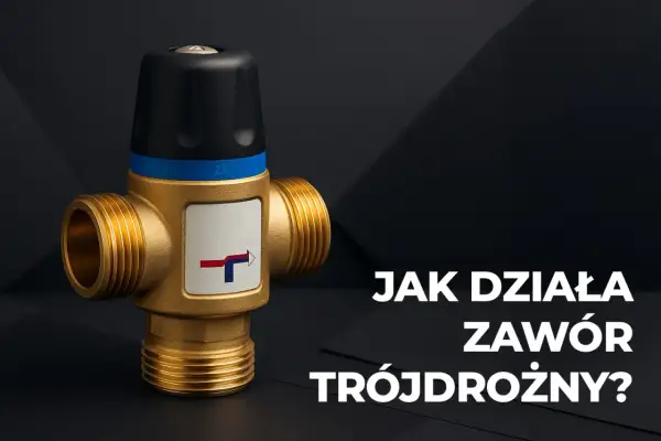 Mosiężny zawór trójdrożny podłogówka z czarną rączką regulacyjną. Dowiedz się, jak działa ten kluczowy element systemu grzewczego.