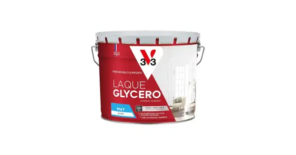 Seau de peinture à l'huile glycéro blanc mat pour mur intérieur, idéal pour une finition impeccable.