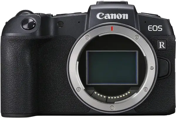 Macchina foto Canon EOS R, con obiettivo innestato.