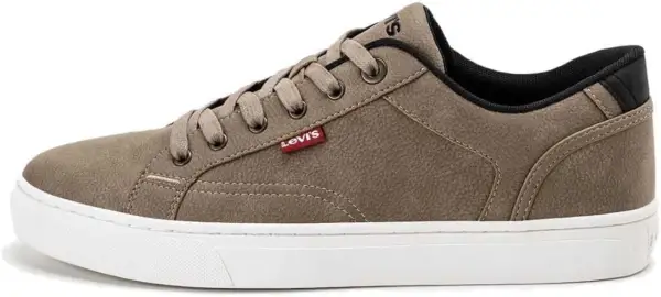 Scarpe Levis uomo in similpelle marrone con suola bianca. Perfette per un look casual e alla moda.