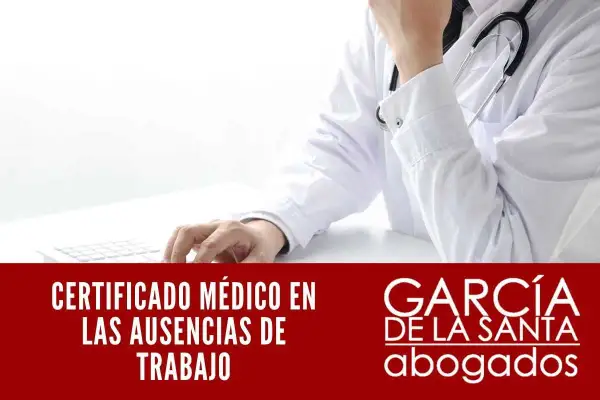 Médico con estetoscopio y teclado, listo para emitir un justificante de asistencia médica. García de la Santa abogados.