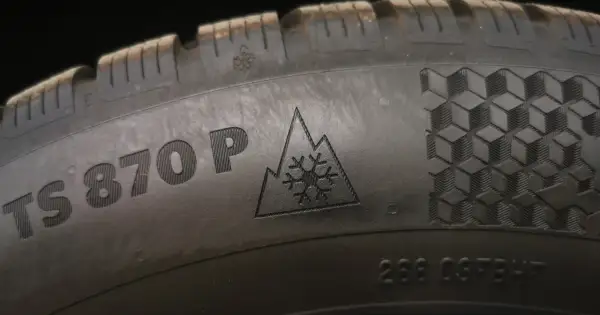 Symbol góry ze śnieżynką to znak, jak rozpoznać opony zimowe. Opona TS870P z oznaczeniem 3PMSF.
