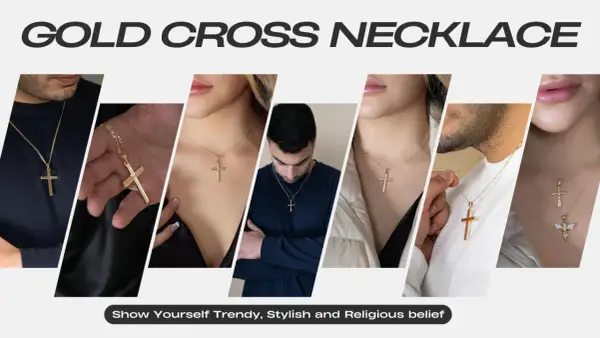 Collares con cruces de oro, mostrando estilo y fe.