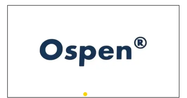 Logo Ospen w kolorze granatowym, z zarejestrowanym znakiem towarowym.