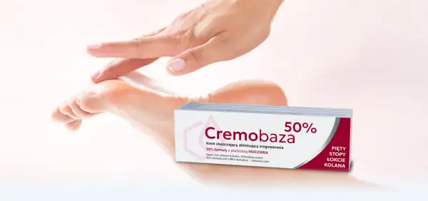 Cremobaza 50% – krem złuszczający na zrogowacenia. Skóra stóp, pięt, łokci i kolan staje się gładka.