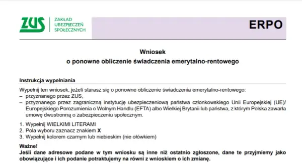 Czy wniosek o ponowne przeliczenie emerytury można złożyć elektronicznie?