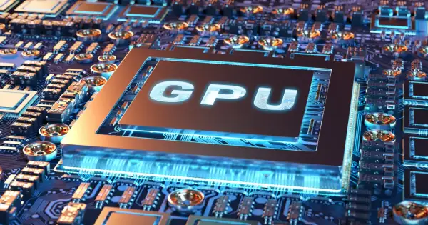 Zbliżenie na zaawansowany układ GPU, symbolizujący planowanie przyspieszanego sprzętowo procesora graficznego.