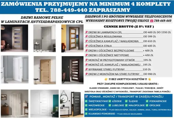 Nowe drzwi z montażem na stare futryny. Odkryj naszą ofertę na drzwi i ościeżnice.