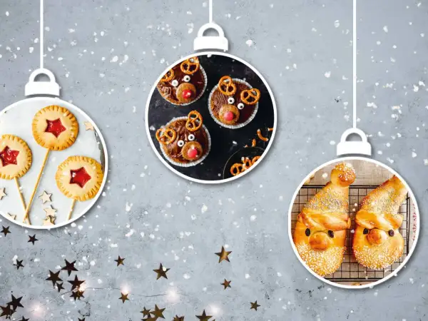 Weihnachtliche Leckereien: Kekse backen mit Kindern – süße Rentier-Muffins, Sternen-Lollis und Nikolaus-Brote.