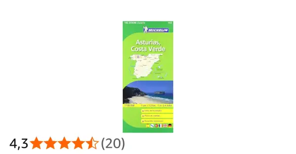 Mapa Michelin de Asturias, Costa Verde, ideal para planificar tus km costa Asturias. Incluye índice, planos y recorridos.