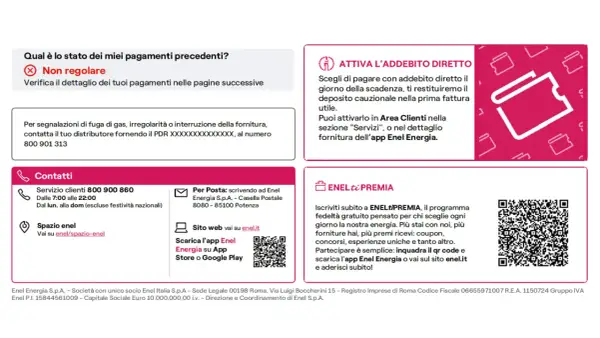 Pagamenti non regolari, verifica le bollette. Attiva l'addebito diretto per comodità. Contatti e promozioni Enel.