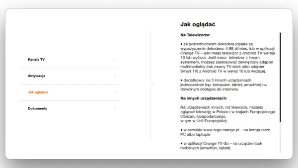 Jak oglądać telewizję Orange na telewizorze i innych urządzeniach. Dowiedz się, jak korzystać z Orange TV Go.