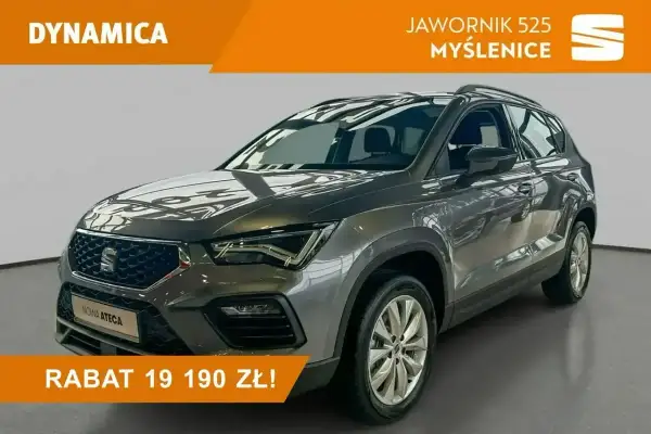 Szary Seat Ateca z rabatem 19 190 zł. Idealny na rodzinne wypady i miejskie podróże.