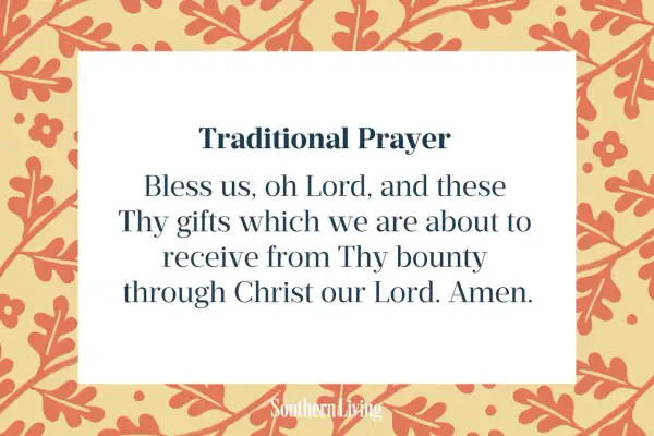 Tradycyjna modlitwa z tekstem błogosławieństwa i motywem liści.