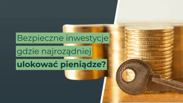 Klucz do bezpieczeństwa finansowego: gdzie najrozsądniej ulokować pieniądze? Stosy monet i klucz symbolizują mądre inwestycje.