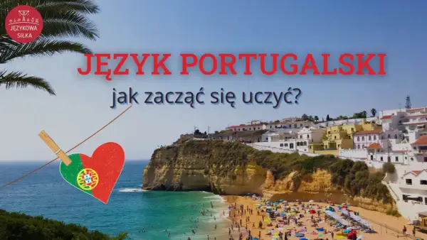 Serce z flagą portugalską na tle malowniczego wybrzeża. Jak zacząć naukę języka portugalskiego?