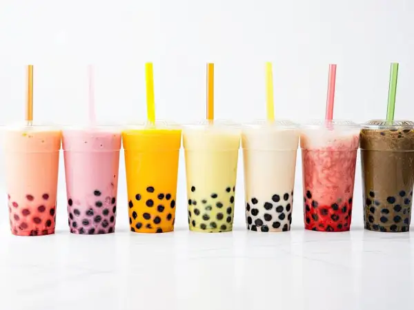 Kolorowe bubble tea w kubkach, idealne na lato. Dowiedz się, jak zrobić bubble tea w domu!