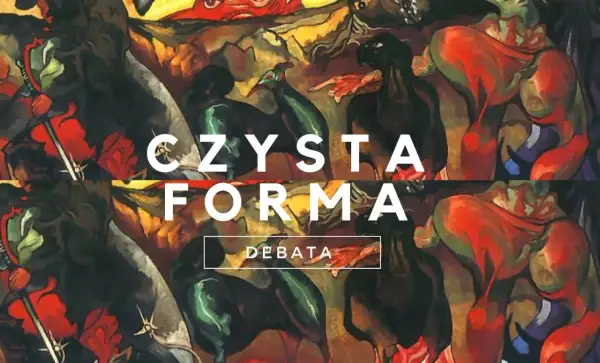 Dramat Witkacego "Czysta Forma" w debacie. Abstrakcyjne, ekspresyjne postacie w intensywnych barwach.