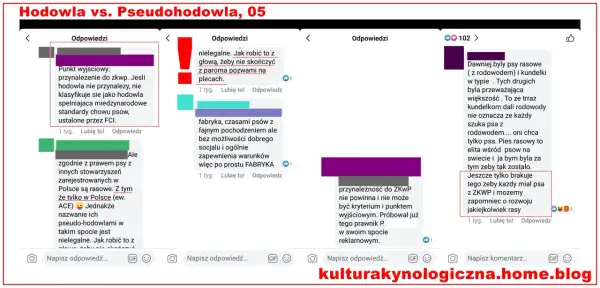 Dyskusja o hodowlach psów, w tym o tych nieuznanych przez FCI, które często działają jak fabryki, a ich działalność może być nielegalna.