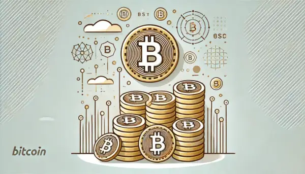 Złote monety z symbolem "B" symbolizują kryptowaluty. Ile na start? Tyle, ile chcesz zainwestować w przyszłość.