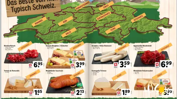 Szwajcarskie specjały: Bündnerfleisch, sery z różnych regionów, kiełbaski i wędliny. Sprawdź ceny w Szwajcarii!